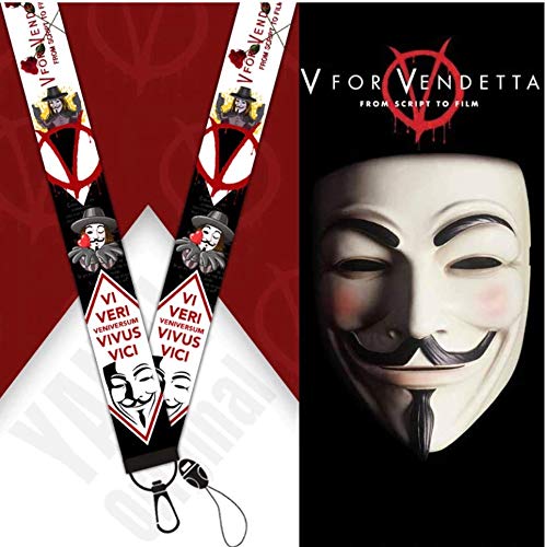Schlüsselband Lanyard Style Vendetta Film für Hals Lanyard ID-Karte für Schlüssel Handy-Maske Telefon-Maske | Schlüsselbund um die Schlüssel nicht zu verlieren | Original Geschenk von Japansai