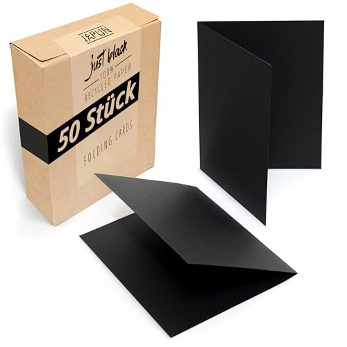Japun - 50er Set blanko Falt-Karten - Klapp-Karten zum gestalten, beschriften oder bedrucken - DIN A6 - schwarz Japun - 50er Set blanko Falt-Karten - Klapp-Karten zum gestalten, beschriften oder bedrucken - DIN A6 - schwarz von Japun