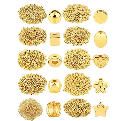 Jaqperd 1500 StüCk 10 Stile Gold Spacer Beads Sortierte Schmuckherstellung Lose Perlen für DIY Armband Halskette Ohrring Jaqperd 1500 StüCk 10 Stile Gold Spacer Beads Sortierte Schmuckherstellung Lose Perlen für DIY Armband Halskette Ohrring von Jaqperd