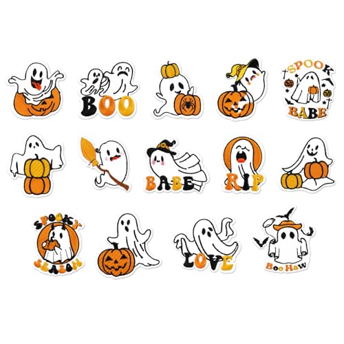 JarThenaAMCS 14 Stück Halloween Bügelbilder zum Aufbügeln oder Aufnähen, Geist, Wärmeübertragung, Bügelbilder, bestickte Stoffflicken zum Aufbügeln, Muster für DIY Handwerk JarThenaAMCS 14 Stück Halloween Bügelbilder zum Aufbügeln oder Aufnähen, Geist, Wärmeübertragung, Bügelbilder, bestickte Stoffflicken zum Aufbügeln, Muster für DIY Handwerk von JarThenaAMCS