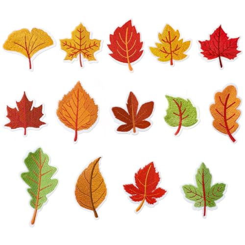 JarThenaAMCS 14 Stück Herbst-Aufnäher, Ahornblatt, Wärmeübertragung, Bügelbilder, bestickte Stoffflicken zum Aufbügeln, Muster für Herbst, Erntedankfest, Basteln, Kleidung, Stoff JarThenaAMCS 14 Stück Herbst-Aufnäher, Ahornblatt, Wärmeübertragung, Bügelbilder, bestickte Stoffflicken zum Aufbügeln, Muster für Herbst, Erntedankfest, Basteln, Kleidung, Stoff von JarThenaAMCS