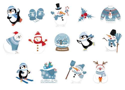 JarThenaAMCS 14 Stück Winter Bügelbilder Niedlicher Schneemann Pinguin Bär Wärmeübertragung Bügelbilder bestickte Stoffflicken zum Aufbügeln Muster für Weihnachten DIY Handwerk von JarThenaAMCS