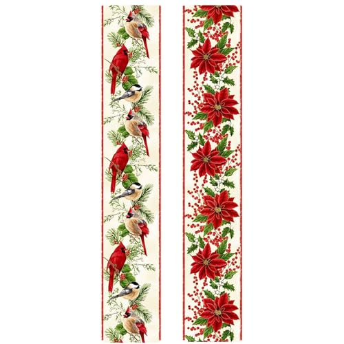 JarThenaAMCS 2 Rollen Weihnachtsband mit Drahtrand, Weihnachtsstern, Kardinalvogel, Stoff, Bastelband für Schleife, Kranz, Geschenkverpackung, Urlaub, Party, Heimdekoration, 6,3 cm, 20 Meter JarThenaAMCS 2 Rollen Weihnachtsband mit Drahtrand, Weihnachtsstern, Kardinalvogel, Stoff, Bastelband für Schleife, Kranz, Geschenkverpackung, Urlaub, Party, Heimdekoration, 6,3 cm, 20 Meter von JarThenaAMCS