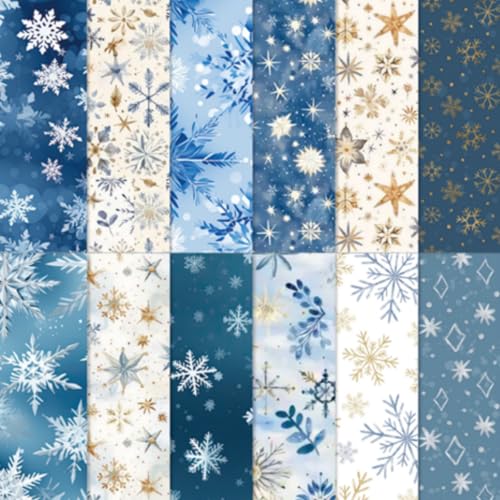 JarThenaAMCS 24 Blatt Wintermuster-Papier, blau, gold, Schneeflocke, Sammelalbum, Spezialpapier, doppelseitig, für Weihnachten, Basteln, Kartenherstellung, Fotoalbum, Dekoration, 15,2 x 15,2 cm JarThenaAMCS 24 Blatt Wintermuster-Papier, blau, gold, Schneeflocke, Sammelalbum, Spezialpapier, doppelseitig, für Weihnachten, Basteln, Kartenherstellung, Fotoalbum, Dekoration, 15,2 x 15,2 cm von JarThenaAMCS