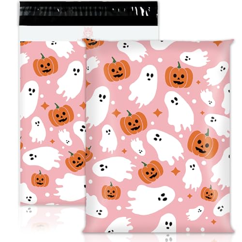 JarThenaAMCS 25 Stück Halloween Poly-Versandtaschen rosa Geist Kürbis Verpackungsbeutel selbstdichtend Kunststoff Versandtaschen für kleine Geschäftskleidung, Geschenk, 25 x 33 cm JarThenaAMCS 25 Stück Halloween Poly-Versandtaschen rosa Geist Kürbis Verpackungsbeutel selbstdichtend Kunststoff Versandtaschen für kleine Geschäftskleidung, Geschenk, 25 x 33 cm von JarThenaAMCS