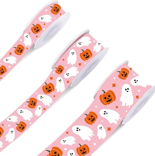 JarThenaAMCS 3 Rollen Halloween-Bänder, 13,7 m, Kürbis-Geist, Ripsband, rosa, orange, weiß, Stoff, Bastelband für Halloween, Verpackungen, Bastelarbeiten, 13,7 m JarThenaAMCS 3 Rollen Halloween-Bänder, 13,7 m, Kürbis-Geist, Ripsband, rosa, orange, weiß, Stoff, Bastelband für Halloween, Verpackungen, Bastelarbeiten, 13,7 m von JarThenaAMCS