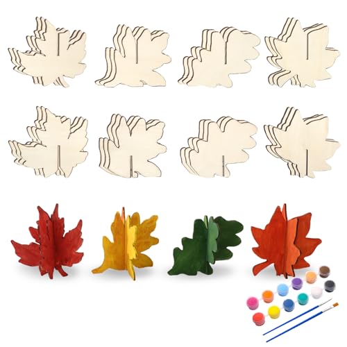 JarThenaAMCS 32 Stück DIY 3D Herbst Holz Handwerk Herbst Ahornblätter Ausschnitt mit Pigmentpalette unlackierte Holzscheiben für Thanksgiving Party Home Office Malerei Dekorationen JarThenaAMCS 32 Stück DIY 3D Herbst Holz Handwerk Herbst Ahornblätter Ausschnitt mit Pigmentpalette unlackierte Holzscheiben für Thanksgiving Party Home Office Malerei Dekorationen von JarThenaAMCS