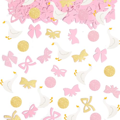 JarThenaAMCS 500 Stück Kokette Schleife Silly Goose Konfetti 18 Designs Papier Tischkonfetti Streuung für Geburtstag Braut Babyparty Party Dekor von JarThenaAMCS