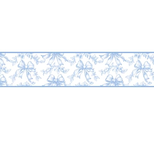 JarThenaAMCS Blaue florale Schleife, Drahtrand, Chinoiserie, Blume, Schleife, Stoffband für Bastelarbeiten, Kranzschleifen, Bastelbedarf, 12 Meter von JarThenaAMCS