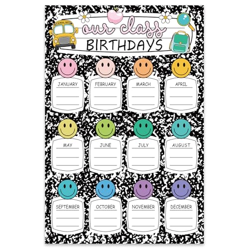 JarThenaAMCS Boho Happy Face Geburtstagstabelle, Poster, schwarz-weiß, buntes Lächeln, Geburtstag, Diagramm, Kalender für Pinnwand, Kreidetafel, Wanddekoration, 28,9 x 41,9 cm JarThenaAMCS Boho Happy Face Geburtstagstabelle, Poster, schwarz-weiß, buntes Lächeln, Geburtstag, Diagramm, Kalender für Pinnwand, Kreidetafel, Wanddekoration, 28,9 x 41,9 cm von JarThenaAMCS