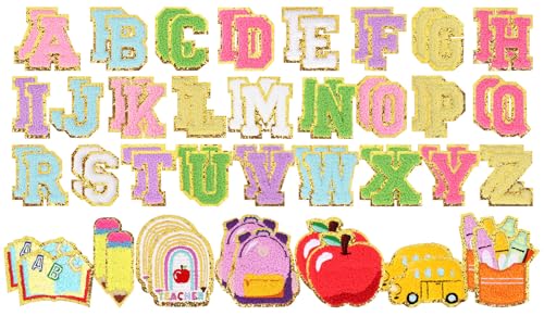 JarThenaAMCS Chenille-Patches für Schulanfang, Pastellfarben, Buchstaben A bis Z, Schulbus, Regenbogen-Bleistiftübertragung, Bügelaufnäher für Rucksack, Kleidung, Hosen, Hüte, DIY-Dekoration, 66 Stück JarThenaAMCS Chenille-Patches für Schulanfang, Pastellfarben, Buchstaben A bis Z, Schulbus, Regenbogen-Bleistiftübertragung, Bügelaufnäher für Rucksack, Kleidung, Hosen, Hüte, DIY-Dekoration, 66 Stück von JarThenaAMCS