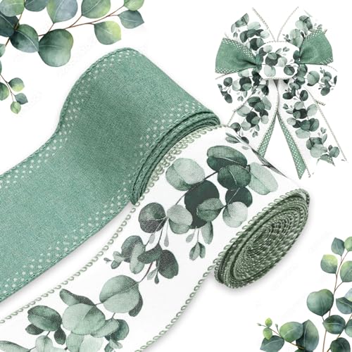 JarThenaAMCS Eukalyptusband mit Drahtrand, Salbeigrün, Blätter, Frühling, Sommer, Brautstrauß, Dekoration, Aquarell, Grün, Blumenmuster, Stoffband für Kranz, Schleifen, Basteln, Verpacken, Party, 2 JarThenaAMCS Eukalyptusband mit Drahtrand, Salbeigrün, Blätter, Frühling, Sommer, Brautstrauß, Dekoration, Aquarell, Grün, Blumenmuster, Stoffband für Kranz, Schleifen, Basteln, Verpacken, Party, 2 von JarThenaAMCS
