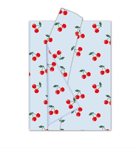 JarThenaAMCS Geschenkpapier mit Kirschmotiv, Blau, für Sommer, Geburtstag, Babyparty, Party, Bastelbedarf, 35,6 x 50,8 cm, 100 Blatt JarThenaAMCS Geschenkpapier mit Kirschmotiv, Blau, für Sommer, Geburtstag, Babyparty, Party, Bastelbedarf, 35,6 x 50,8 cm, 100 Blatt von JarThenaAMCS