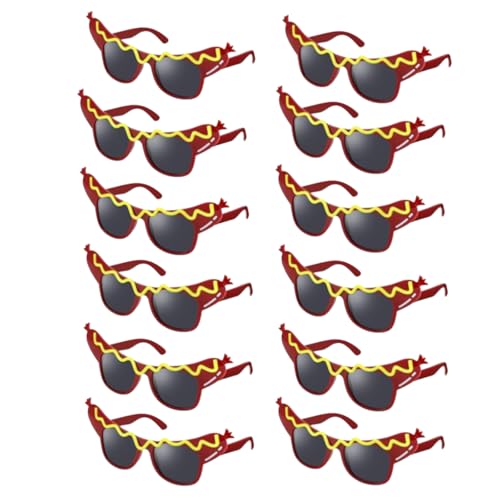 JarThenaAMCS Hot Dog-Brille, lustige Party-Brillen, Foto-Requisiten für Unisex, Urlaub, Karneval, Maskerade, Geburtstagsparty, Kostüm, Zubehör, 12 Stück von JarThenaAMCS