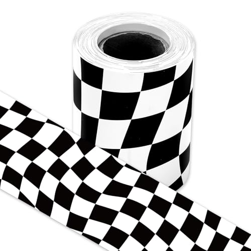 JarThenaAMCS Karierte Pinnwand-Bordüre, 100 cm, schwarz-weiß, kariert, gestanzt, Bordüre für Kreidetafel, Wanddekoration JarThenaAMCS Karierte Pinnwand-Bordüre, 100 cm, schwarz-weiß, kariert, gestanzt, Bordüre für Kreidetafel, Wanddekoration von JarThenaAMCS