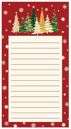 JarThenaAMCS Magnetische Notizblöcke für Weihnachten, Einkaufsliste, Notizblock, goldfarben, Grün, Weihnachtsbaum, Schneeflocke, To-Do-Papierblock für Urlaub, Zuhause, Küche, Kühlschrank, Dekoration von JarThenaAMCS