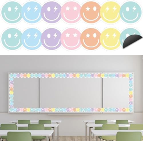 JarThenaAMCS Magnetische Pinnwand mit fröhlichem Gesicht, Pastellfarben, Smiley, Magnetstreifen, Bordüre für Büro, Klassenzimmer, Dekoration, 12 Stück JarThenaAMCS Magnetische Pinnwand mit fröhlichem Gesicht, Pastellfarben, Smiley, Magnetstreifen, Bordüre für Büro, Klassenzimmer, Dekoration, 12 Stück von JarThenaAMCS