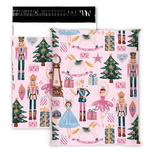 JarThenaAMCS Poly-Versandtaschen, weihnachtlich, 25,4 x 33 cm, Aquarell-Rosa, Nussknacker-Verpackungsbeutel, niedlich, selbstverschließend, für kleine Geschäftskleidung, 100 Stück JarThenaAMCS Poly-Versandtaschen, weihnachtlich, 25,4 x 33 cm, Aquarell-Rosa, Nussknacker-Verpackungsbeutel, niedlich, selbstverschließend, für kleine Geschäftskleidung, 100 Stück von JarThenaAMCS