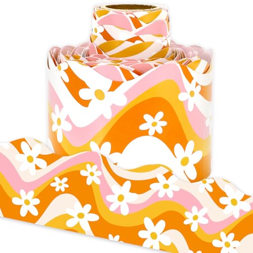 JarThenaAMCS Retro-Pinnwand, 100 cm, gerillte Blume, rosa / orange, Gänseblümchen, gestanzt, Bordüre, Rolle für Klassenzimmer, Kreidetafel-Dekoration JarThenaAMCS Retro-Pinnwand, 100 cm, gerillte Blume, rosa / orange, Gänseblümchen, gestanzt, Bordüre, Rolle für Klassenzimmer, Kreidetafel-Dekoration von JarThenaAMCS
