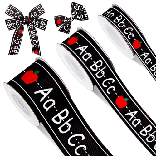 JarThenaAMCS Ripsbänder für Schulanfang, ABC, Apfelband, schwarz-weiß, Stoff-Bastelband für Kranz, Schleife, Geschenkverpackung, Party-Dekoration, 1,6 cm, 2,2 cm, 3,8 cm, 12,7 m, 3 Rollen JarThenaAMCS Ripsbänder für Schulanfang, ABC, Apfelband, schwarz-weiß, Stoff-Bastelband für Kranz, Schleife, Geschenkverpackung, Party-Dekoration, 1,6 cm, 2,2 cm, 3,8 cm, 12,7 m, 3 Rollen von JarThenaAMCS