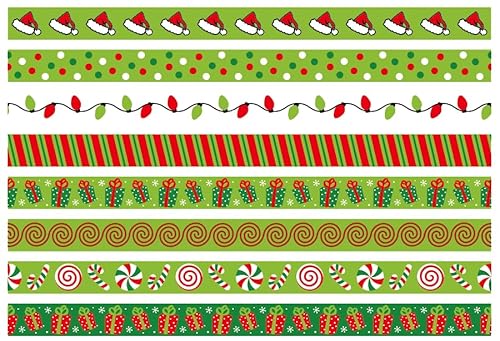 JarThenaAMCS Ripsbänder für Weihnachten, 2,2 cm, Rot / Grün, Weihnachtsmannmütze, gepunktet, Stoffband für Kranz, Schleife, Geschenkverpackung, Party-Dekoration, 40 m, 8 Rollen JarThenaAMCS Ripsbänder für Weihnachten, 2,2 cm, Rot / Grün, Weihnachtsmannmütze, gepunktet, Stoffband für Kranz, Schleife, Geschenkverpackung, Party-Dekoration, 40 m, 8 Rollen von JarThenaAMCS
