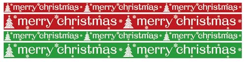 JarThenaAMCS Ripsbänder mit Aufschrift "Merry Christmas", 40 m, Rot, Grün, Weihnachtsbaum, Schneeflocke, Stoff, Bastelband für Kranz, Schleife, Geschenkpapier, Party-Dekoration, 0,95 cm, 1,6 cm JarThenaAMCS Ripsbänder mit Aufschrift "Merry Christmas", 40 m, Rot, Grün, Weihnachtsbaum, Schneeflocke, Stoff, Bastelband für Kranz, Schleife, Geschenkpapier, Party-Dekoration, 0,95 cm, 1,6 cm von JarThenaAMCS