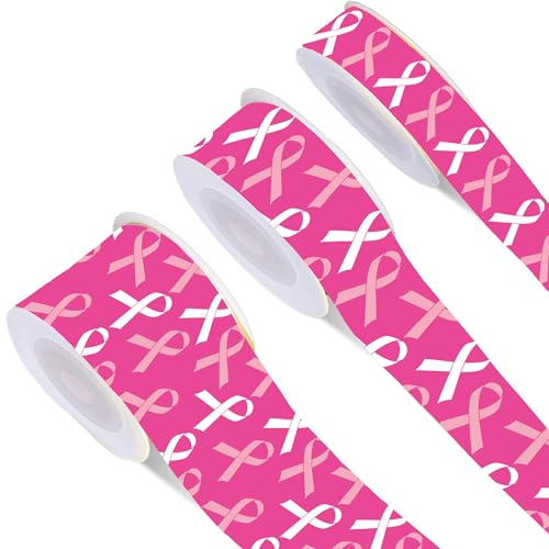 JarThenaAMCS Ripsband für Brustkrebs-Bewusstseinsband, 13,7 m, rosa-weiß, Ripsband, Stoffband, Bastelband für Kranz, Schleifen, Verpacken, Basteln, 3 Rollen JarThenaAMCS Ripsband für Brustkrebs-Bewusstseinsband, 13,7 m, rosa-weiß, Ripsband, Stoffband, Bastelband für Kranz, Schleifen, Verpacken, Basteln, 3 Rollen von JarThenaAMCS