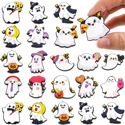 JarThenaAMCS Silikonperlen für Halloween, Geisterform, niedlich, Cartoon, Geister-Design, Silikonperlen, lustig, lose Gummiperlen für Bastelarbeiten, Stifte, Schlüsselanhänger, 16 Stück von JarThenaAMCS