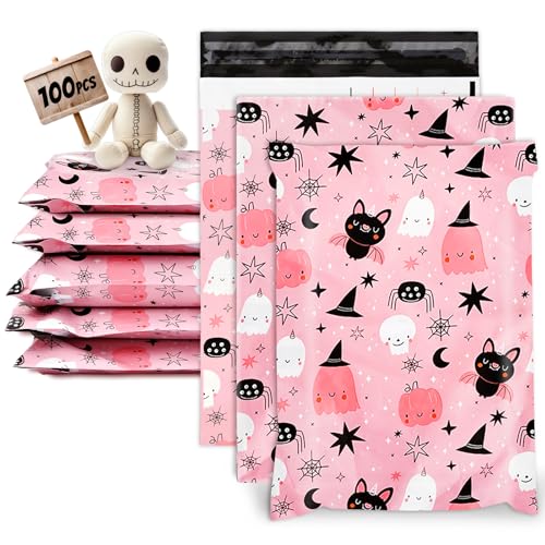 JarThenaAMCS Versandtaschen für Halloween, 25,4 x 33 cm, niedlicher rosa Geist, Fledermaus, Totenkopf-Verpackung, selbstklebende Versandtaschen für kleine Geschäftskleidung, 100 Stück JarThenaAMCS Versandtaschen für Halloween, 25,4 x 33 cm, niedlicher rosa Geist, Fledermaus, Totenkopf-Verpackung, selbstklebende Versandtaschen für kleine Geschäftskleidung, 100 Stück von JarThenaAMCS