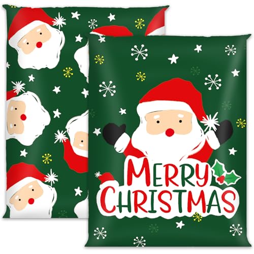 JarThenaAMCS Versandtaschen mit Weihnachtsmann-Motiv, 25,4 x 33 cm, selbstklebend, für Weihnachten, Winter, kleine Geschäftskleidung, 100 Stück von JarThenaAMCS