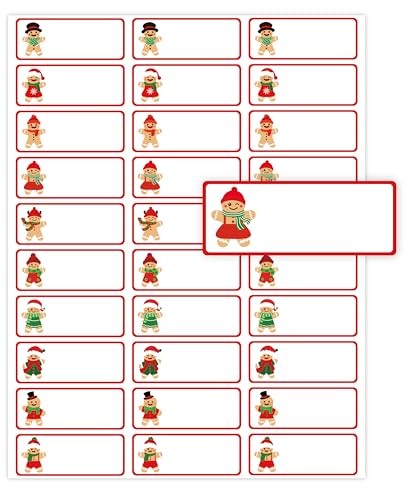 JarThenaAMCS Weihnachts-Adress-Etiketten, Lebkuchenmann, bedruckbare Versand-Etiketten, passend für Laser- und Tintenstrahldrucker, für Pakete, Umschläge, Karten, Heimbüro, 2,5 x 6,6 cm, 600 Stück JarThenaAMCS Weihnachts-Adress-Etiketten, Lebkuchenmann, bedruckbare Versand-Etiketten, passend für Laser- und Tintenstrahldrucker, für Pakete, Umschläge, Karten, Heimbüro, 2,5 x 6,6 cm, 600 Stück von JarThenaAMCS