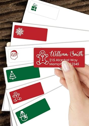 JarThenaAMCS Weihnachts-Adressetiketten, bedruckbar, für Laser- und Tintenstrahldrucker, für Pakete, Umschläge, Karten, Heimbüro, 2,5 x 6,6 cm, 600 Stück von JarThenaAMCS