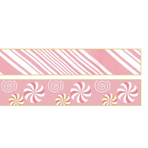 JarThenaAMCS Weihnachts-Glitzerband mit Drahtrand, rosa Pfefferminzbonbons, gestreift, Weihnachtsstoffbänder für Kranz, Schleifen, Basteln, Verpacken, 2 Rollen, 20 m JarThenaAMCS Weihnachts-Glitzerband mit Drahtrand, rosa Pfefferminzbonbons, gestreift, Weihnachtsstoffbänder für Kranz, Schleifen, Basteln, Verpacken, 2 Rollen, 20 m von JarThenaAMCS