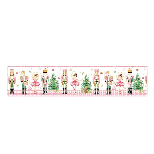 JarThenaAMCS Weihnachtsband mit Drahtrand, 12 m, rosa Nussknacker, Weihnachtsbaum, Stoffband, Urlaub, Cartoon, Bastelbänder für Geburtstag, Babyparty, Kranz, Schleife, DIY Handwerk JarThenaAMCS Weihnachtsband mit Drahtrand, 12 m, rosa Nussknacker, Weihnachtsbaum, Stoffband, Urlaub, Cartoon, Bastelbänder für Geburtstag, Babyparty, Kranz, Schleife, DIY Handwerk von JarThenaAMCS