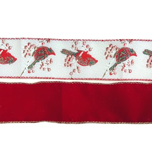 JarThenaAMCS Weihnachtsband mit Drahtrand, Kardinal-Bastelbänder, rotes Stoffband für Kranz, Schleife, DIY-Verpackung, Party-Dekoration, 2 Rollen, 20 Meter JarThenaAMCS Weihnachtsband mit Drahtrand, Kardinal-Bastelbänder, rotes Stoffband für Kranz, Schleife, DIY-Verpackung, Party-Dekoration, 2 Rollen, 20 Meter von JarThenaAMCS