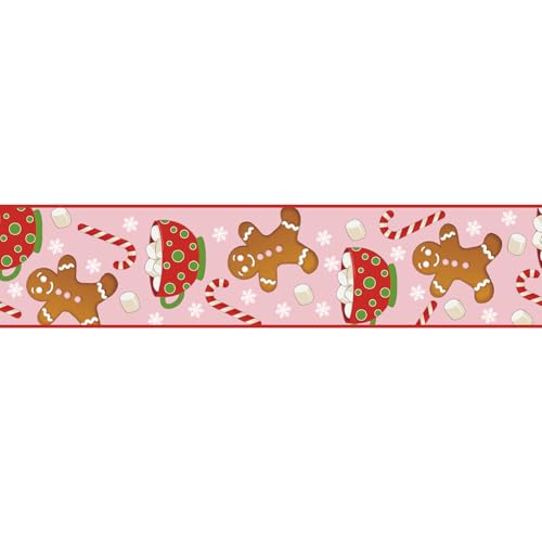 JarThenaAMCS Weihnachtsband mit Drahtrand, Lebkuchenmann, Zuckerstange, Bastelband, rosa Stoffband für Kranz, Schleife, DIY, Verpackung, Party-Dekoration, 12 Meter JarThenaAMCS Weihnachtsband mit Drahtrand, Lebkuchenmann, Zuckerstange, Bastelband, rosa Stoffband für Kranz, Schleife, DIY, Verpackung, Party-Dekoration, 12 Meter von JarThenaAMCS