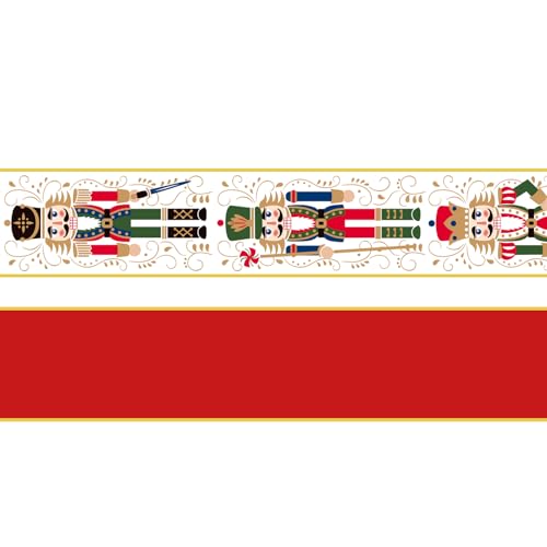 JarThenaAMCS Weihnachtsband mit Drahtrand, Nussknacker, Bastelbänder, rotes Stoffband für Kranz, Schleife, DIY, Verpackung, Party-Dekoration, 2 Rollen, 20 Meter JarThenaAMCS Weihnachtsband mit Drahtrand, Nussknacker, Bastelbänder, rotes Stoffband für Kranz, Schleife, DIY, Verpackung, Party-Dekoration, 2 Rollen, 20 Meter von JarThenaAMCS