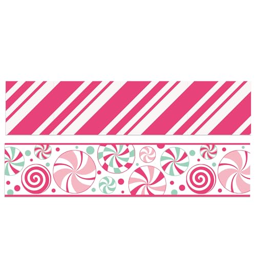 JarThenaAMCS Weihnachtsband mit Drahtrand, Pfefferminzbonbons, rosa und grün, gestreift, Stoffband für Kranz, Schleife, DIY, Verpackung, Party-Dekoration, 2 Rollen, 20 Meter JarThenaAMCS Weihnachtsband mit Drahtrand, Pfefferminzbonbons, rosa und grün, gestreift, Stoffband für Kranz, Schleife, DIY, Verpackung, Party-Dekoration, 2 Rollen, 20 Meter von JarThenaAMCS