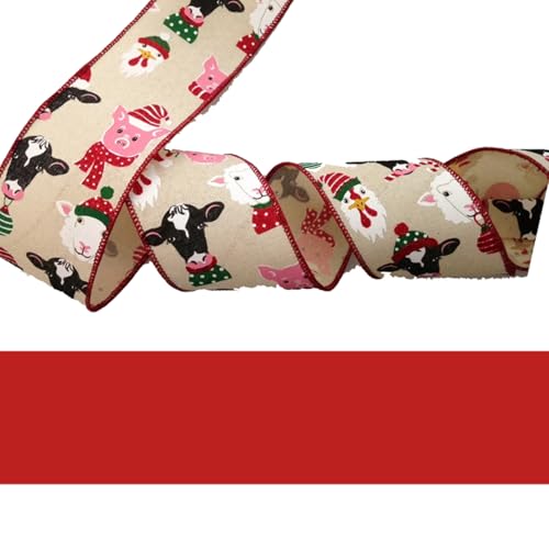 JarThenaAMCS Weihnachtsband mit Drahtrand, rot, Bauernhoftiere, Stoffband für Weihnachten, Basteln, Kranzschleifen, 2 Rollen, 20 Meter JarThenaAMCS Weihnachtsband mit Drahtrand, rot, Bauernhoftiere, Stoffband für Weihnachten, Basteln, Kranzschleifen, 2 Rollen, 20 Meter von JarThenaAMCS