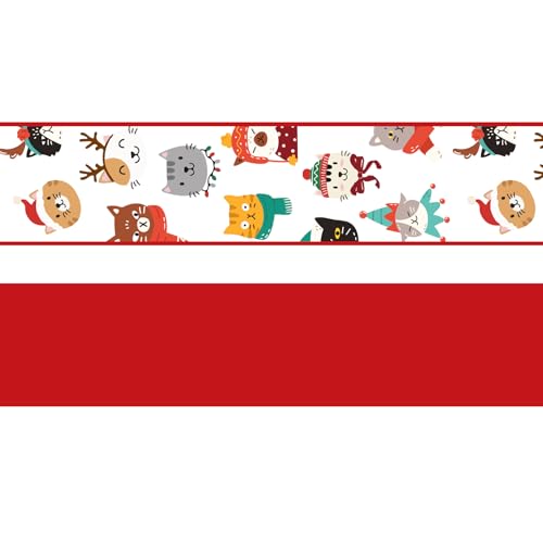 JarThenaAMCS Weihnachtsband mit Drahtrand, rote Katze, Stoffwickelband für Weihnachten, Basteln, Kranz, Schleifen, 2 Rollen, 20 Meter JarThenaAMCS Weihnachtsband mit Drahtrand, rote Katze, Stoffwickelband für Weihnachten, Basteln, Kranz, Schleifen, 2 Rollen, 20 Meter von JarThenaAMCS