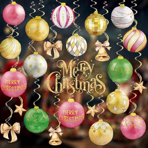 JarThenaAMCS Weihnachtsspiralen zum Aufhängen, 48 Stück, Weihnachtskugeln, hängende Luftschlangen mit Ausschnitt, Papp-Ornamente, Deckenspiralen für Zuhause, Party, Wandzubehör JarThenaAMCS Weihnachtsspiralen zum Aufhängen, 48 Stück, Weihnachtskugeln, hängende Luftschlangen mit Ausschnitt, Papp-Ornamente, Deckenspiralen für Zuhause, Party, Wandzubehör von JarThenaAMCS
