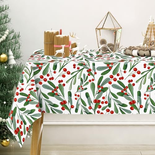 JarThenaAMCS Weihnachtstischdecke, rechteckig, Stechpalmenbeere mit Blättern, Stoff-Tischdecke, waschbar, Tischdecke für Picknick, Esstisch, Dekoration, 152,4 x 277,7 cm JarThenaAMCS Weihnachtstischdecke, rechteckig, Stechpalmenbeere mit Blättern, Stoff-Tischdecke, waschbar, Tischdecke für Picknick, Esstisch, Dekoration, 152,4 x 277,7 cm von JarThenaAMCS