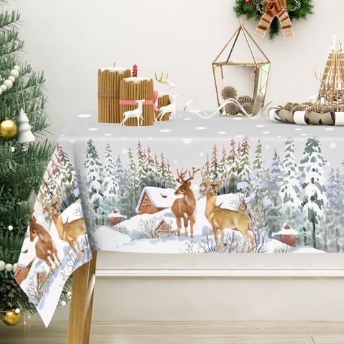 JarThenaAMCS Weihnachtstischdecke Aquarell Winter Wald Rentier Tischdecke Rechteckige Tischdecke für Weihnachten, Urlaub, Party, Tischdekoration, 152,4 x 277,7 cm JarThenaAMCS Weihnachtstischdecke Aquarell Winter Wald Rentier Tischdecke Rechteckige Tischdecke für Weihnachten, Urlaub, Party, Tischdekoration, 152,4 x 277,7 cm von JarThenaAMCS