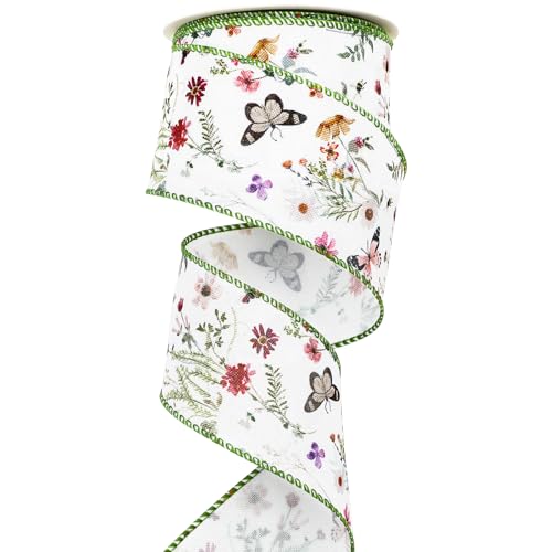 JarThenaAMCS Wildblumenband mit Drahtrand, Aquarell, Blumen, Schmetterling, Stoffband, Schleifenband, Frühling, Sommer, Bastelband für Hochzeit, Babyparty, Geburtstag, DIY, Kranz, Schleifen, 12 Meter JarThenaAMCS Wildblumenband mit Drahtrand, Aquarell, Blumen, Schmetterling, Stoffband, Schleifenband, Frühling, Sommer, Bastelband für Hochzeit, Babyparty, Geburtstag, DIY, Kranz, Schleifen, 12 Meter von JarThenaAMCS