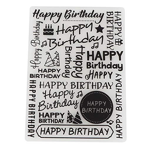 Transparent Stempel Set, 1 STÜCK Happy Birthday Muster Transparent Seal Tool Kit für DIY Hand Konto Sammelalbum Fertige Stempel Fotoalbum Dekoration von Jarchii