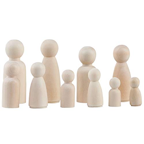 Jasaly Peg Puppen, Unvollendete Familien Figuren, Natur Dekorative DIY Puppe Menschen für Kinder Malerei von Jasaly