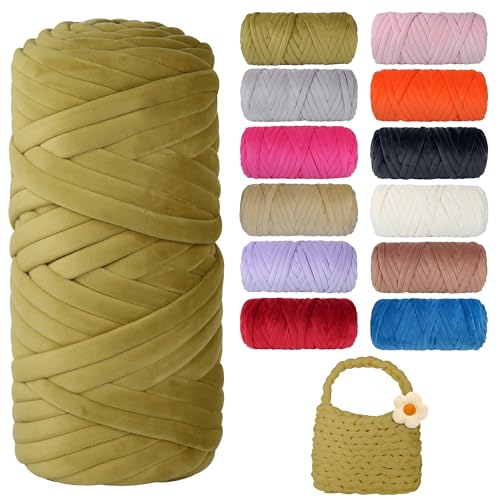 900g Dicke Wolle zum Handstricken Chunky Yarn Schlauchgarn Häkelwolle Dickes Garn zum Häkeln Stricken, für Anfänger, Decken, Tasche, Handstrickgarn DIY-Kunsthandwerk (Braun Grün) von Jasvelly