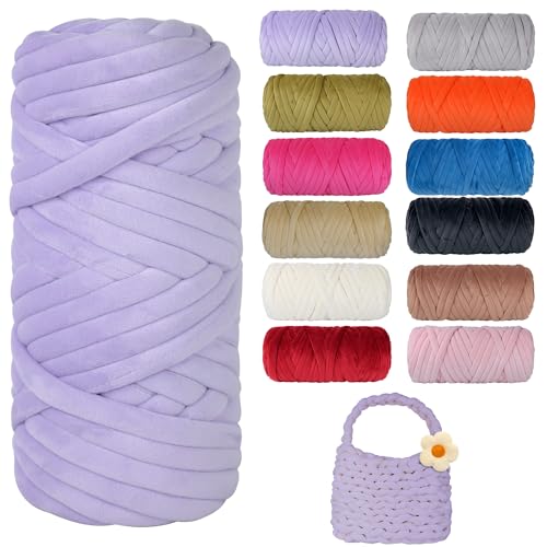 900g Dicke Wolle zum Handstricken Chunky Yarn Schlauchgarn Häkelwolle Dickes Garn zum Häkeln Stricken, für Anfänger, Decken, Tasche, Handstrickgarn DIY-Kunsthandwerk (Helles Lila) von Jasvelly