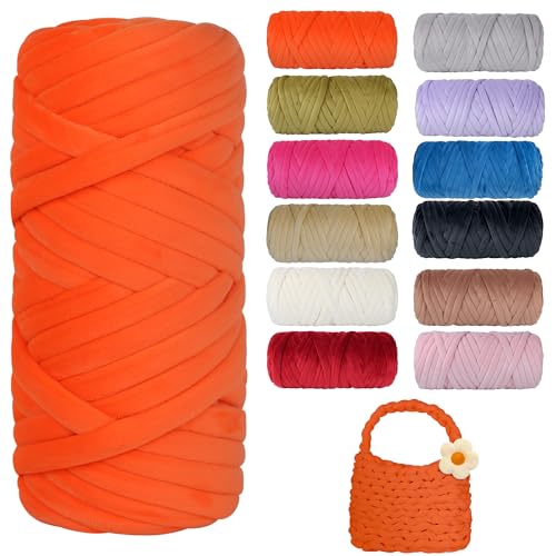 900g Dicke Wolle zum Handstricken Chunky Yarn Schlauchgarn Häkelwolle Dickes Garn zum Häkeln Stricken, für Anfänger, Decken, Tasche, Handstrickgarn DIY-Kunsthandwerk (Orange) von Jasvelly