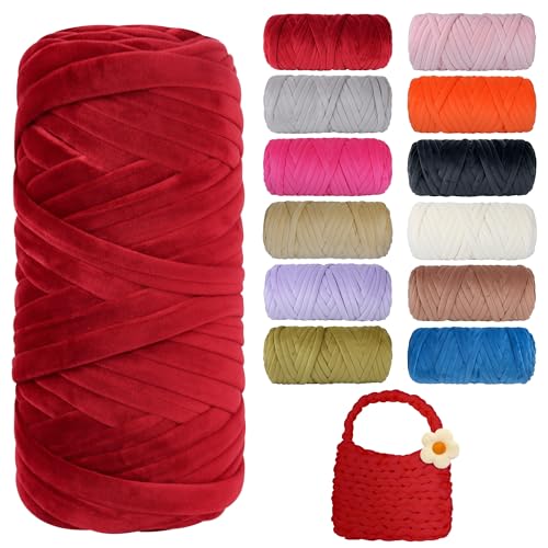 900g Dicke Wolle zum Handstricken Chunky Yarn Schlauchgarn Häkelwolle Dickes Garn zum Häkeln Stricken, für Anfänger, Decken, Tasche, Handstrickgarn DIY-Kunsthandwerk (Weinrot) von Jasvelly